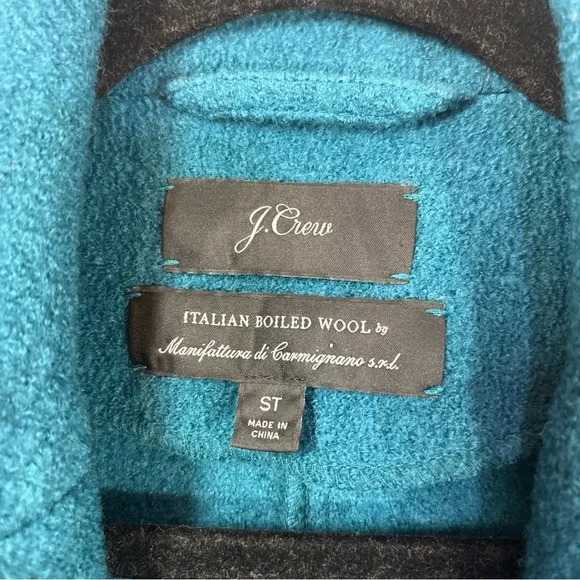 J. Crew Teal Belted Pea Coat Boiled Wool Jacket - Picture 7 of 15